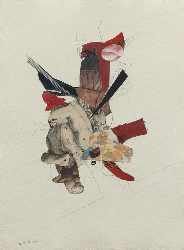 RAGNAR VON HOLTEN. collage och blankteknik på papper, signerad.