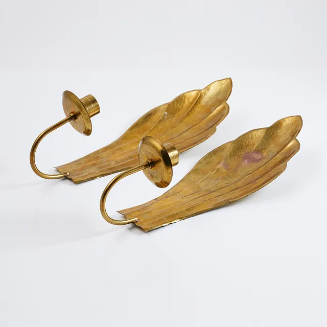 LARS HOLMSTRÖM. Vägglampetter, 1-par, mässing, Swedish Grace, märkta Firma Lars Holmström Arvika, 1900-tal.