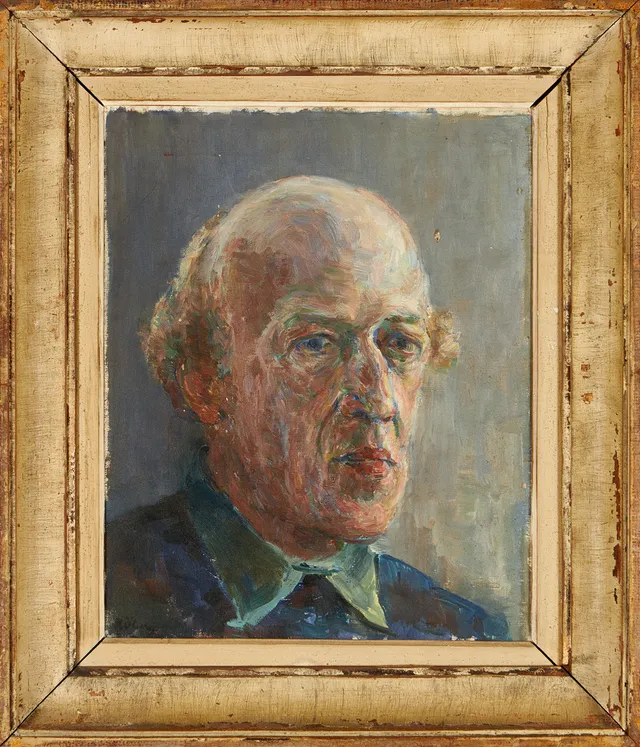 BEDA LÖBERG (HJO, 1895-1974). Mansporträtt, signerat Löberg, olja på duk.