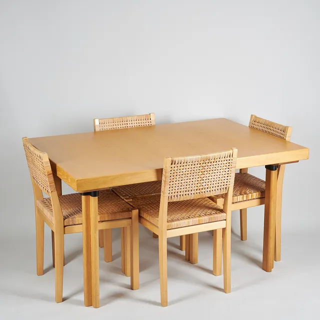 ALVAR & AINO AALTO,BORD, H92 och STOLAR, 4 st, modell 615, Artek, 1950/60.