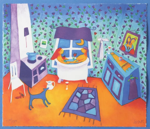 INGRID ROTH. "Kvällsbad", numrerad 227/290, signerad.
