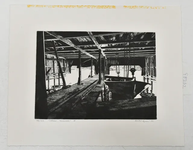 BERTIL ÅGREN. "Sjöbod, Trysunda" II. gravyr.