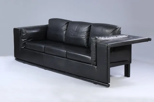 Paolo Piva for De Sede. Rare detached three-person. vintage sofa, black leather, 1990s