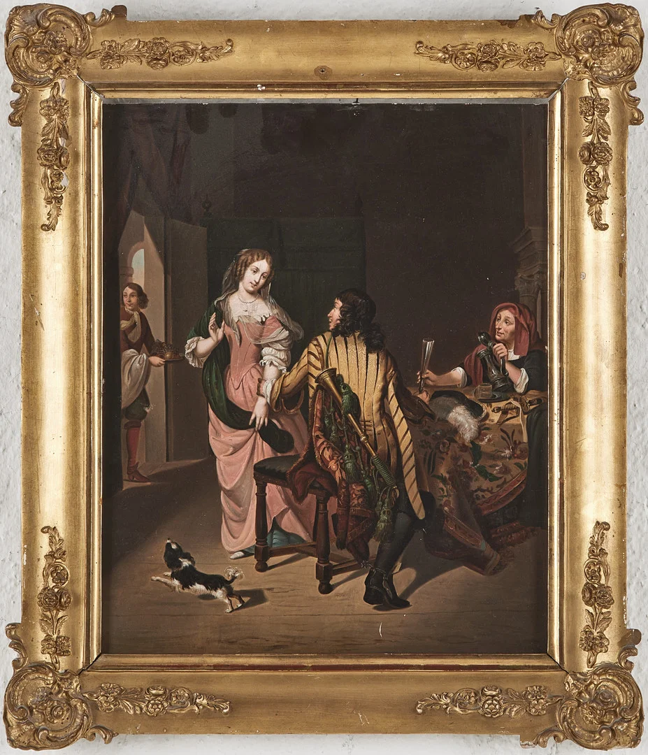 OIDENTIFIERAD KONSTNÄR. 1800-tal, efter äldre mästare, olja på kopparplåt, osignerad, märkt á tergo. — Paintings — Stockholms Auktionsverk Magasin 5