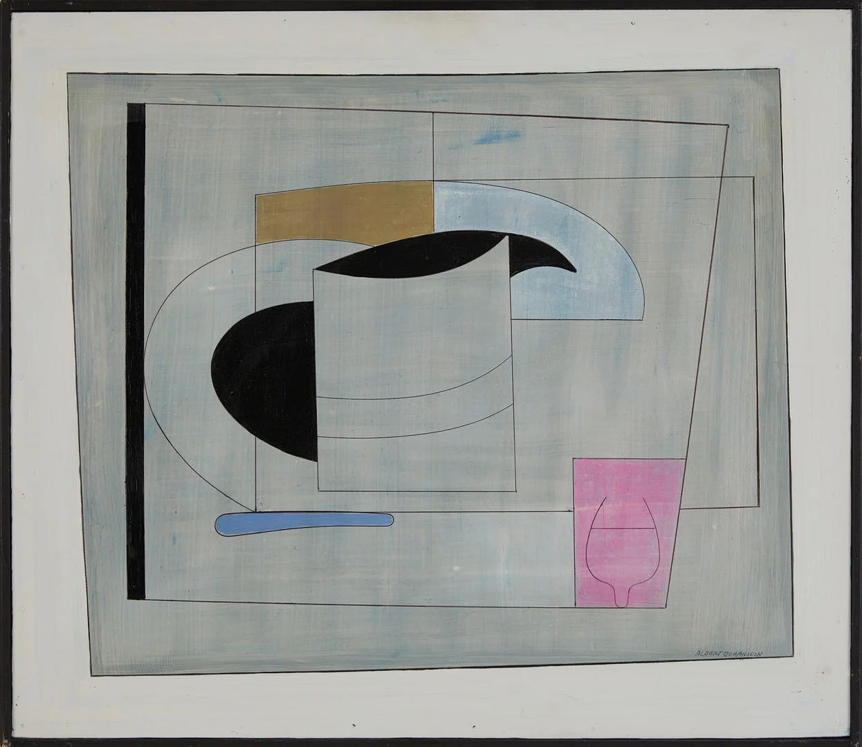 ALBERT JOHANSSON. Komposition, olja på pannå, signerad. — Paintings — Stockholms Auktionsverk Magasin 5