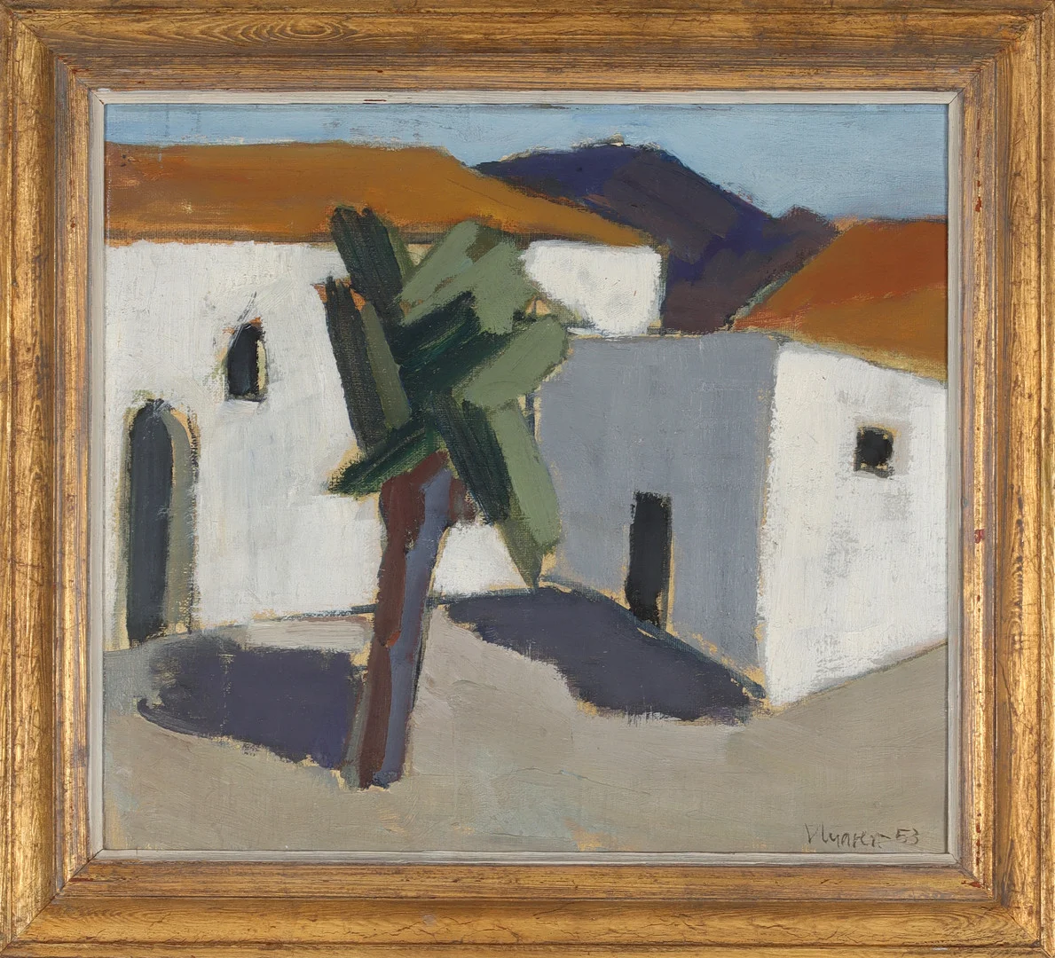 OIDENTIFIERAD KONSTNÄR. "Spansk bondgård", olja på duk, signerad Nygren. — Paintings — Stadsauktion Sundsvall