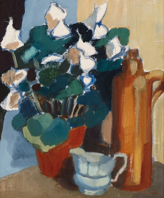 UBEKENDT KUNSTNER. Stilleben, olie på plade, signeret, 1900 tallets anden halvdel.