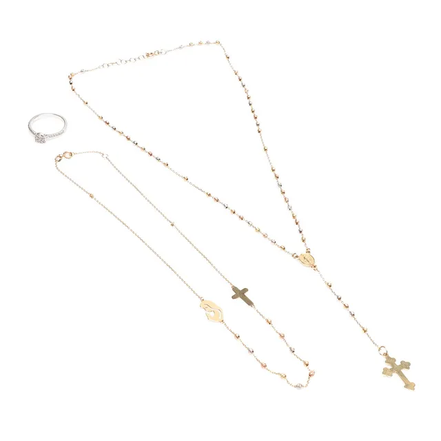 2 HALSBAND samt RING med mindre diamanter, 18K, Guld, vikt cirka 11,1 gram.