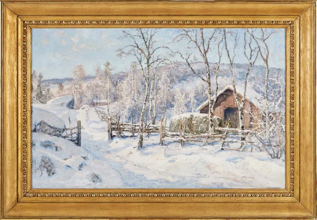 ANSHELM SCHULTZBERG. Vinterlandskap, olja på duk, signerad.