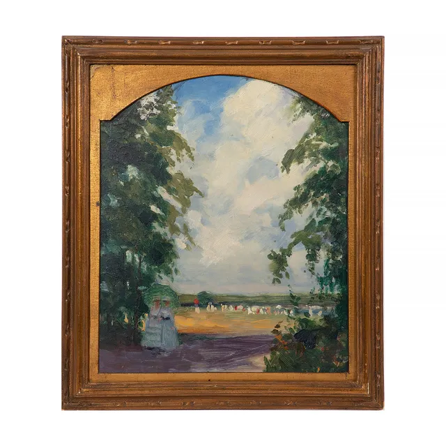 LOUIS SPARRE (1863-1964), "Promenad", olja på pappannå, signerad, daterad 1919.