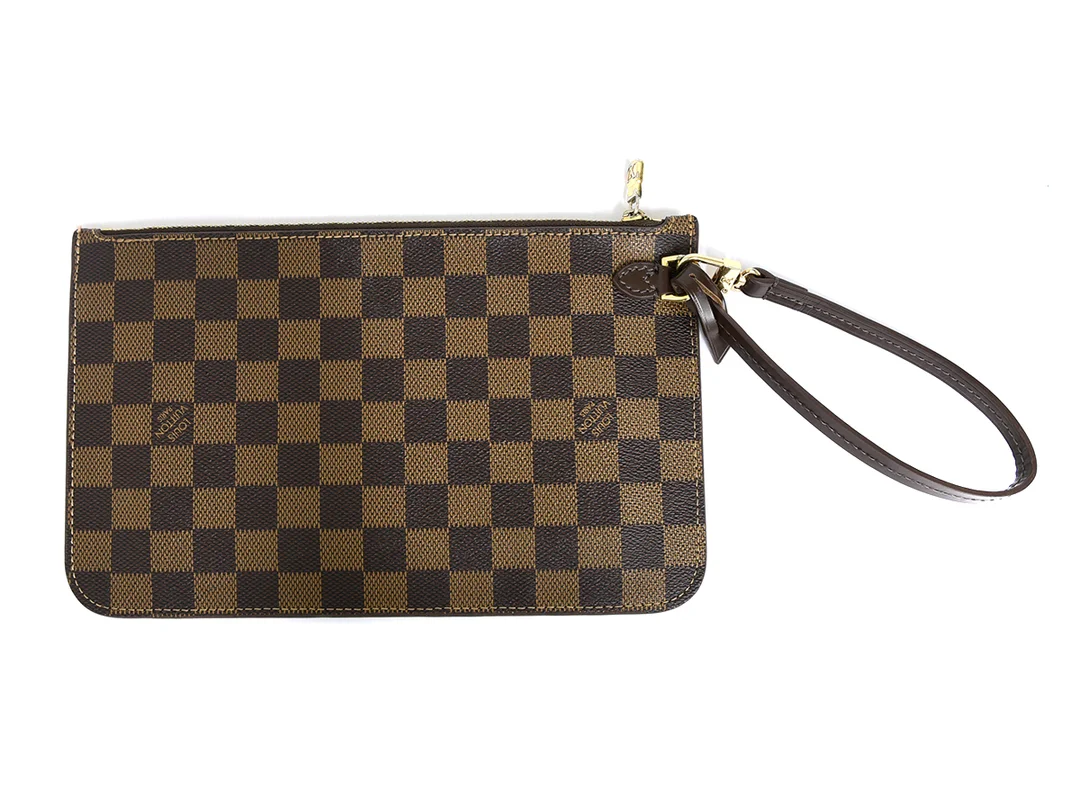 POCHETTE, LOUIS VUITTON, innerpochette till Neverfull, Damier Ebene, canvas, 24x15cm. — Accessoarer/Necessärer — Kaplans