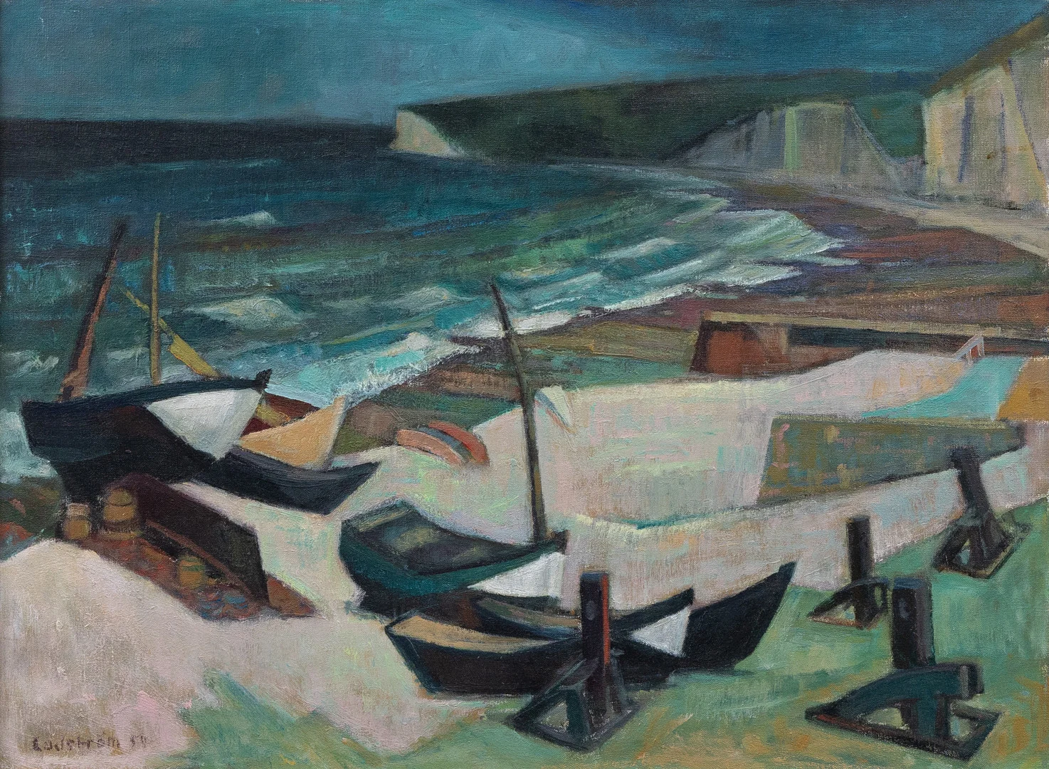 GEORG LODSTRÖM. Motiv från Normandie, Frankrike, olja på duk, signerad och daterad -54. — Paintings — Garpenhus Auktioner