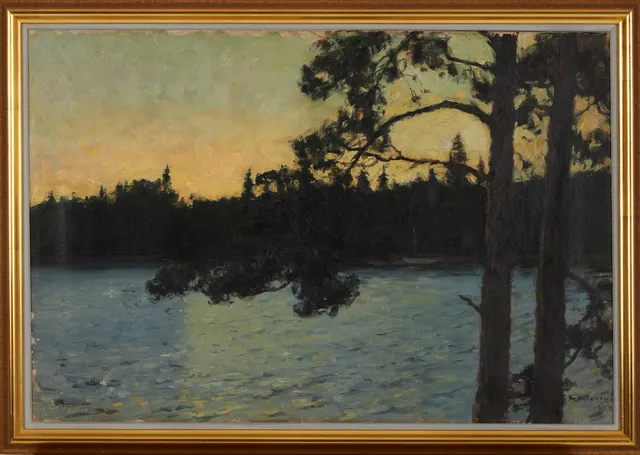 GOTTFRID KALLSTENIUS. Skärgårdsmotiv i skymning, olja på duk, signerad G Kallstenius, 1903.