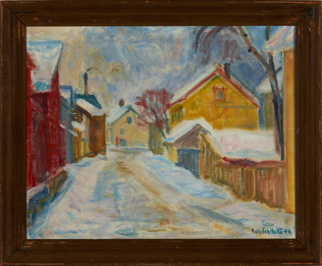 Holbø, Halvdan — Trolig motiv fra Lillehammer, 1944 — Kunst/Maleri — Blomqvist