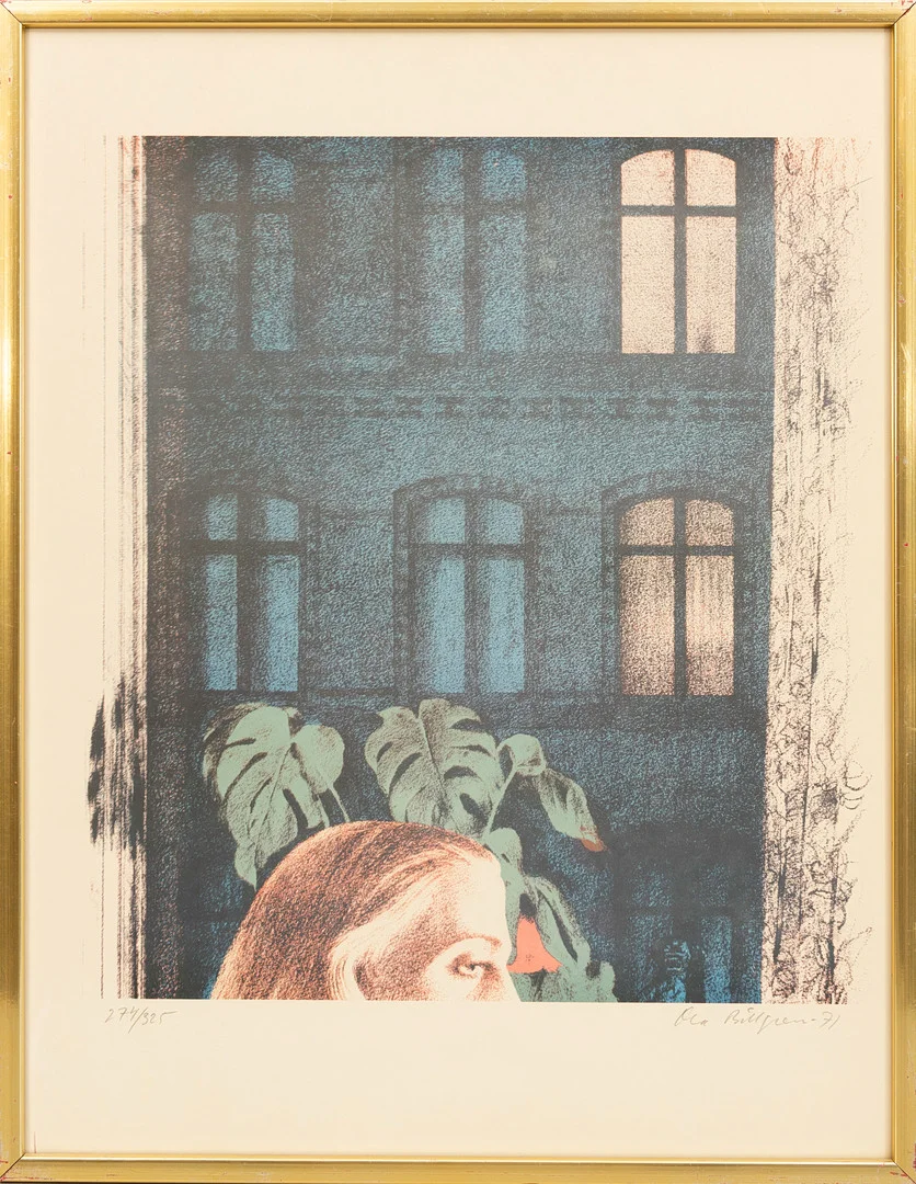 OLA BILLGREN. Komposition, färglitografi, signerad, numrerad 274/325, daterad -71. — Engravings & Prints — Auktionshuset Kolonn