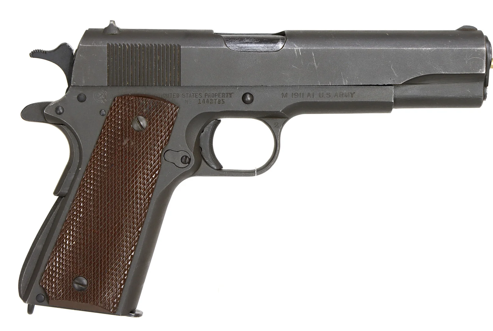 PISTOL, Halvautomatisk, fabrikat Itacha, modell 1911A1, kaliber .45 ACP, tillv.nr 1443785, se-nr begagnad. — Pistols — Walter Borg
