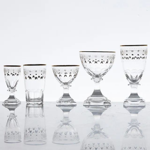 FERDINAND & WILHELM STUDE. Glasservis, 56 delar, "Odelberg Junior", Kosta, 1900-talets första hälft.