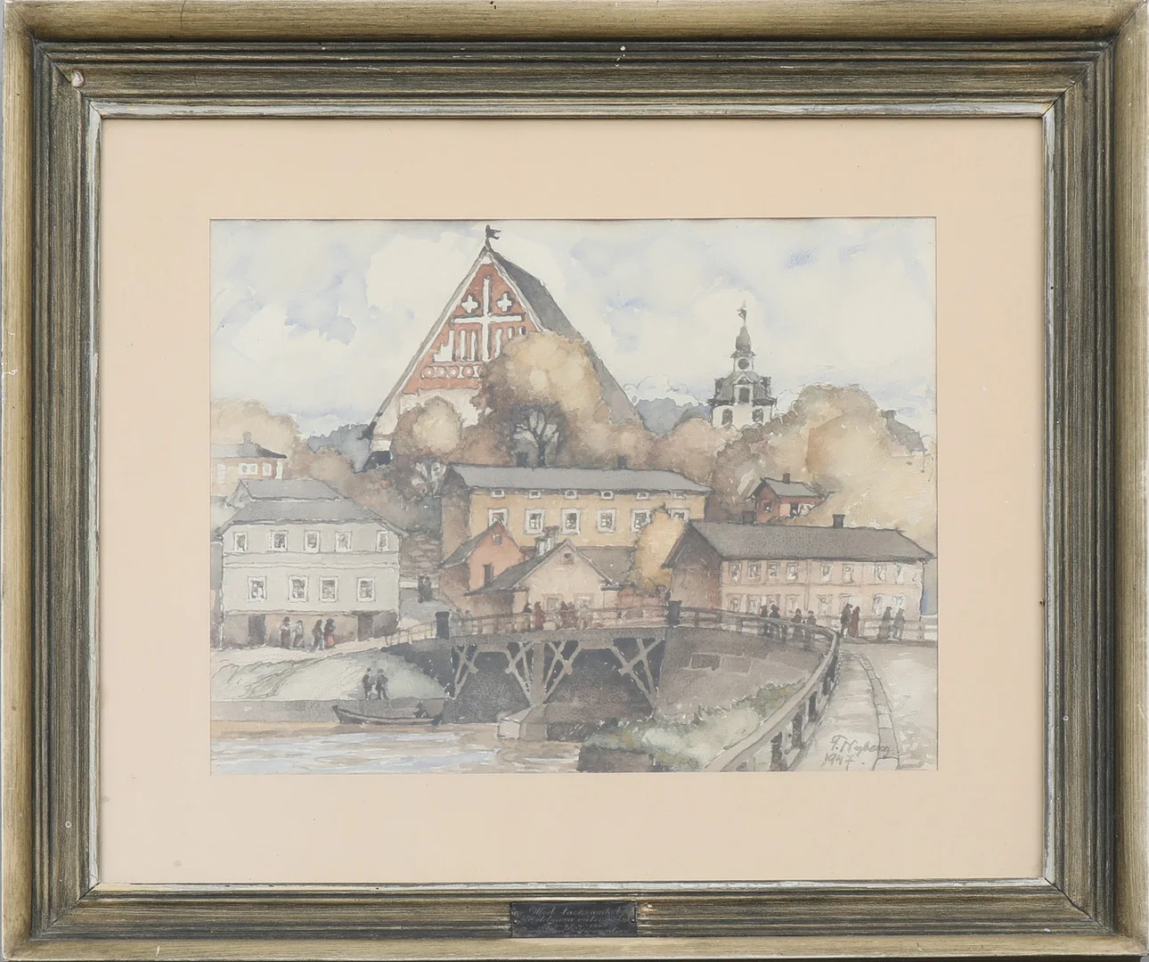 FRANS NYBERG. Borgå domkyrka, signerad och daterad F. Nyberg 1947, akvarell. — Paintings — Södermanlands Auktionsverk