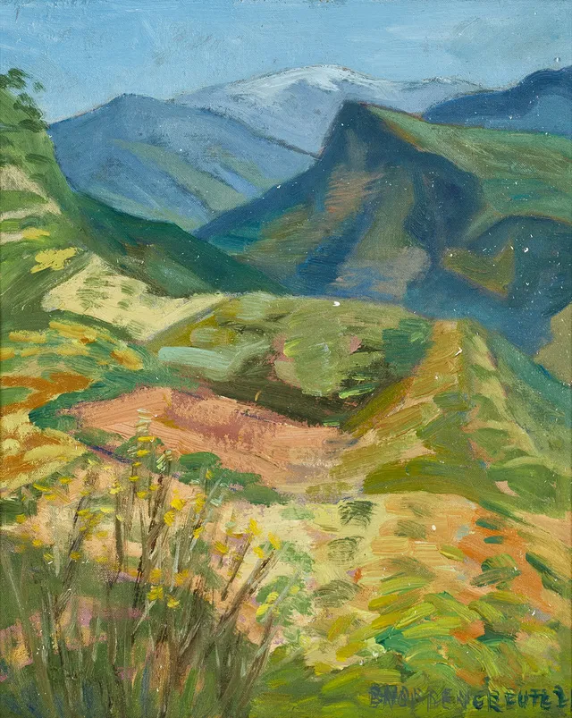 BRITA NORDENCREUTZ (SVERIGE, 1899–1982). Sydländskt landskap, signerad, olja på duk.
