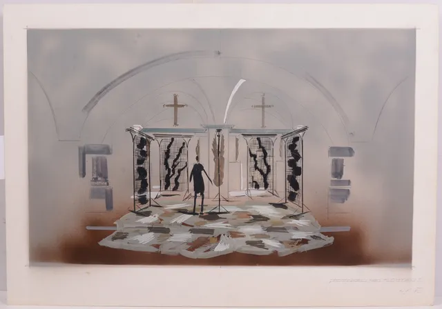 WOLFGANG VOLLHARD. Pojken med Flöjten. Gouache.