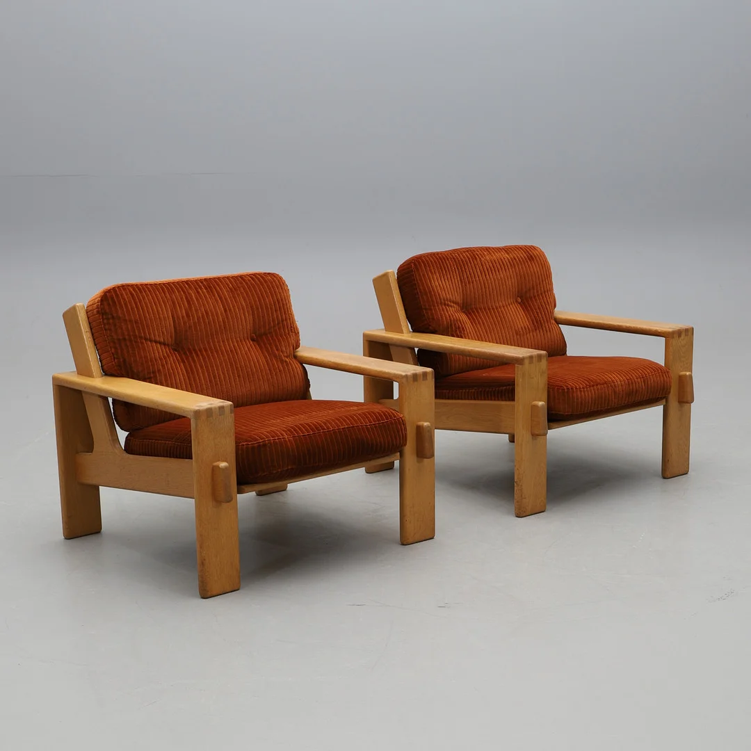 ESKO PAJAMIES. FÅTÖLJER, ett par, "Bonanza", Asko, Finland 1970-tal. — Armchairs & Chairs — Crafoord Auktioner Malmö