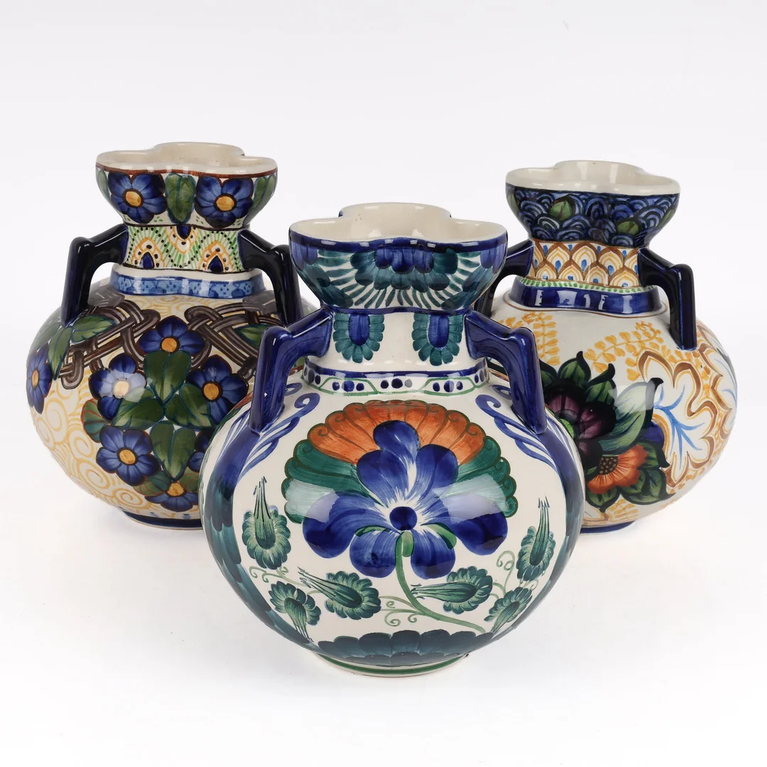 Aluminia: 3 vases designed by Harald Slott Møller (3) — Glass, porcelain and ceramics/Vases, bowls, dishes — Lauritz