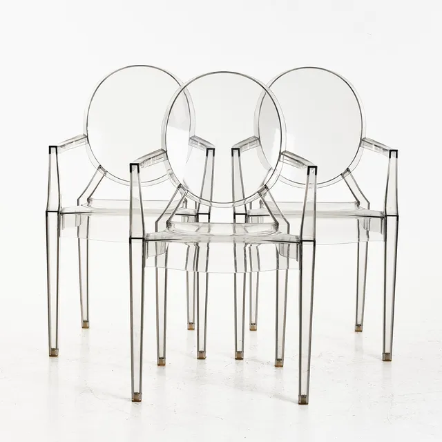 PHILIPPE STARCK. Karmstolar, 3 st., "Louis Ghost", Kartell.