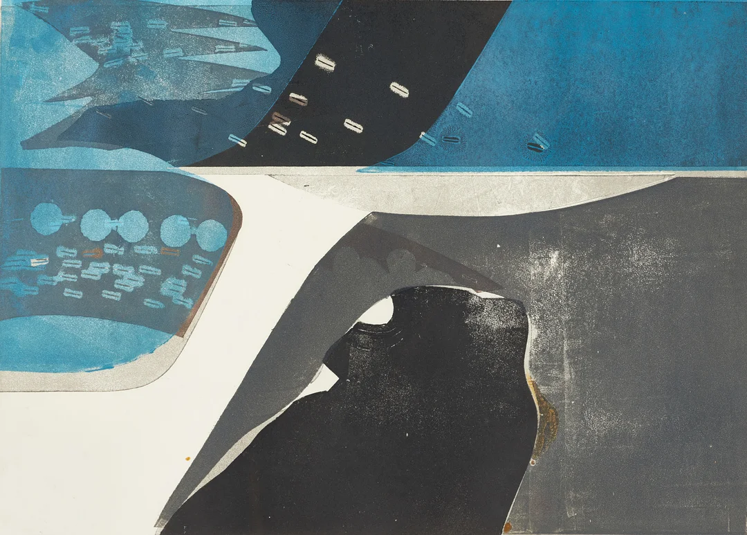GUNNAR JOHNSSON (1917–2007). Komposition, signerad, provtryck, litografi. — Engravings & Prints — Crafoord Auktioner Stockholm
