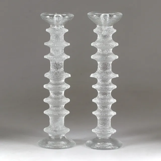 TIMO SARPANEVA. Ljusstakar, 2 st, glas, "Festivo", Iittala, Finland.