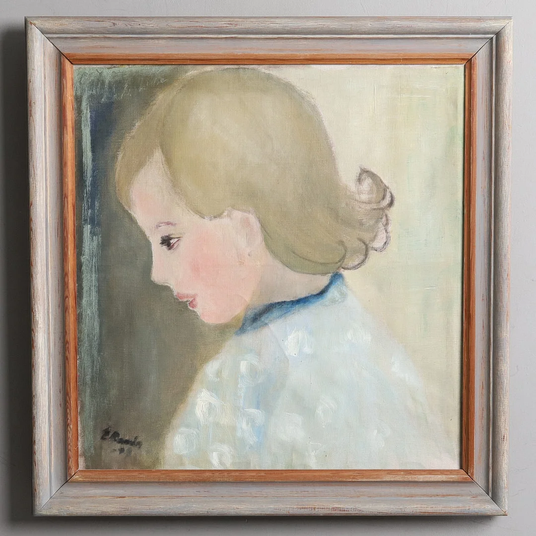 EBBA RAMÉN (1910-1957). Olja på pannå, porträtt, signerad -49. — Paintings — Örebro Stadsauktioner