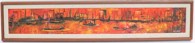 OIDENTIFIERAD KONSTNÄR. Stadsbild, oljemålning på duk, signerad Vincent.