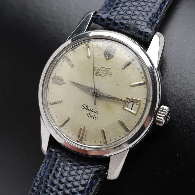 ARMBANDSUR, stål, Enicar "Sherpa date".
