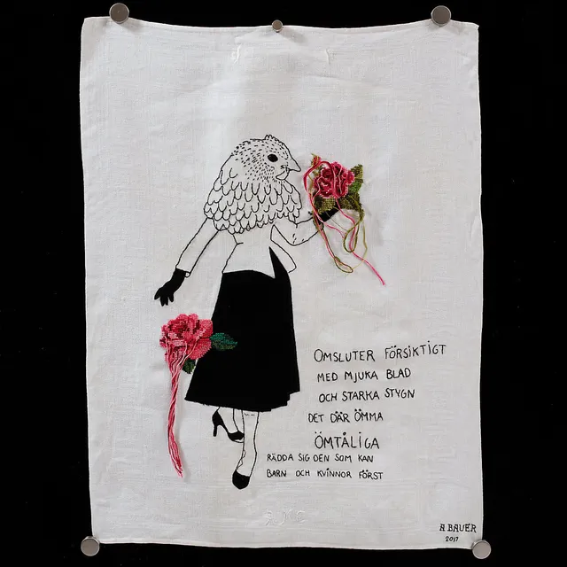 ANNA BAUER. Textil, 71 x 54 cm.