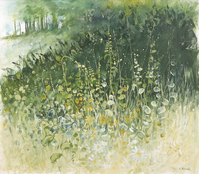 EKE BJERÉN. Oljemålning på duk. "Sommar - närbild". Signerad.