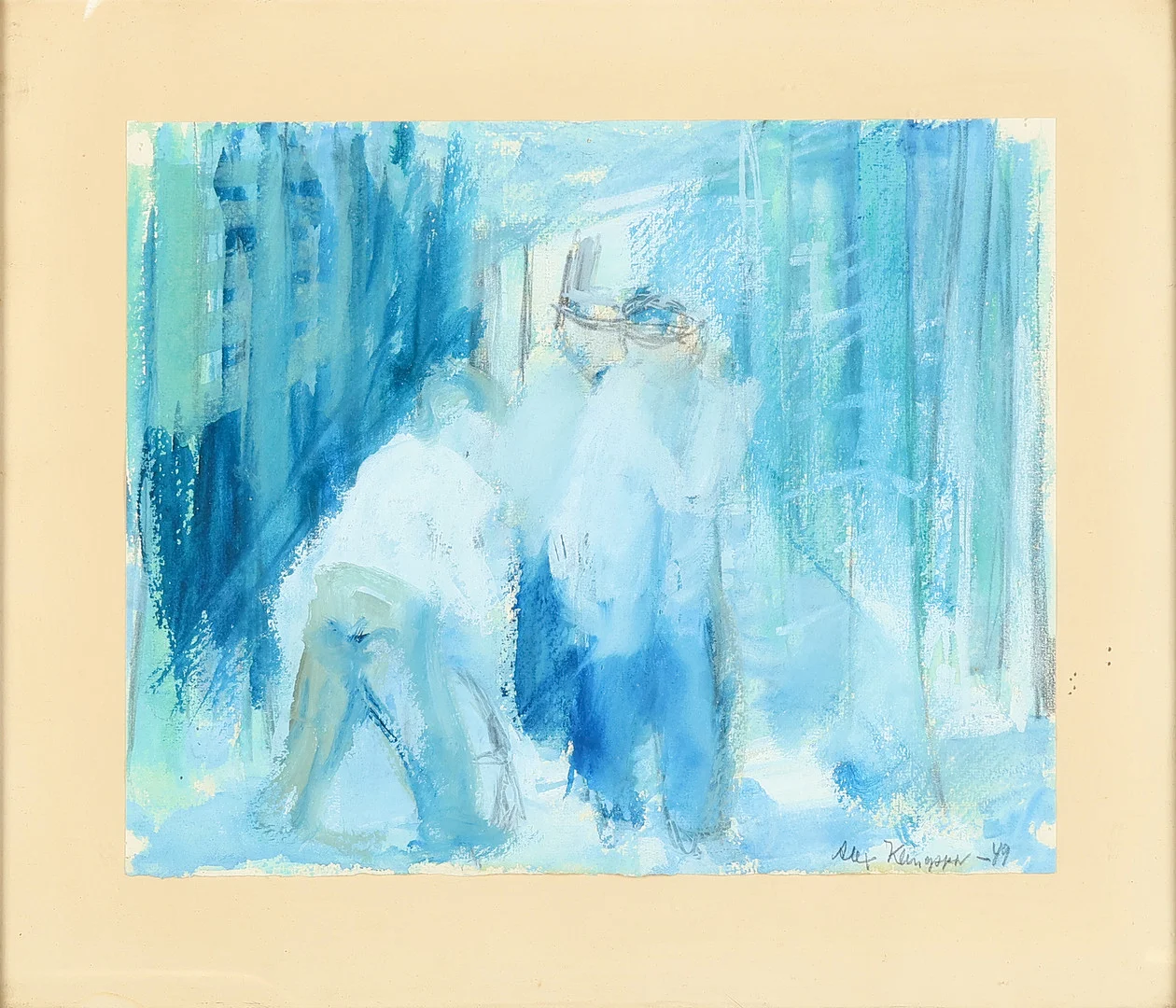 ALEXANDER KLINGSPOR (1897-1978). Abstrakt komposition, akvarel og gouache, signeret og dateret 1949. — Paintings — Palsgaard Kunstauktioner