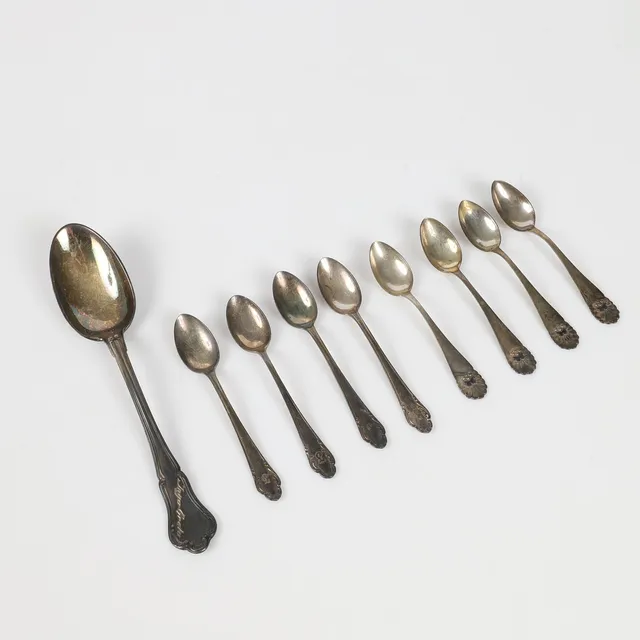 SKEDAR M. M, 9 stycken, silver, 1950-tal.