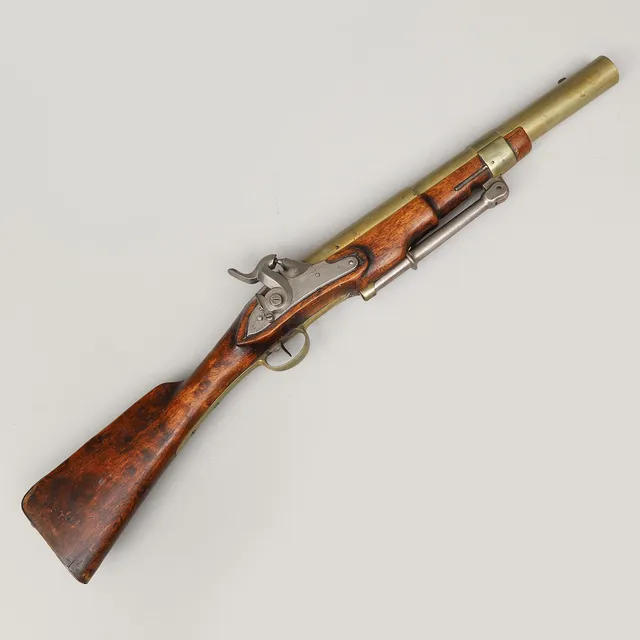 MUSKEDUNDER/RELINGSBÖSSA, svensk, konverterad till slaglås enligt 1845 års förordning.