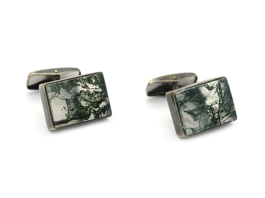 MANSCHETTKNAPPAR, E Gratit, silver, mossagat, Finland 1967, vikt 14,0 g, importstämpel. — Smycken/Manschettknappar — Kaplans