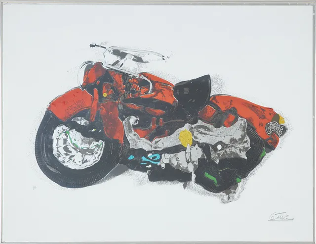CÉSAR BALDACCINI. Compression de moto, screen print, signerad och numrerad 252/300, 1972.