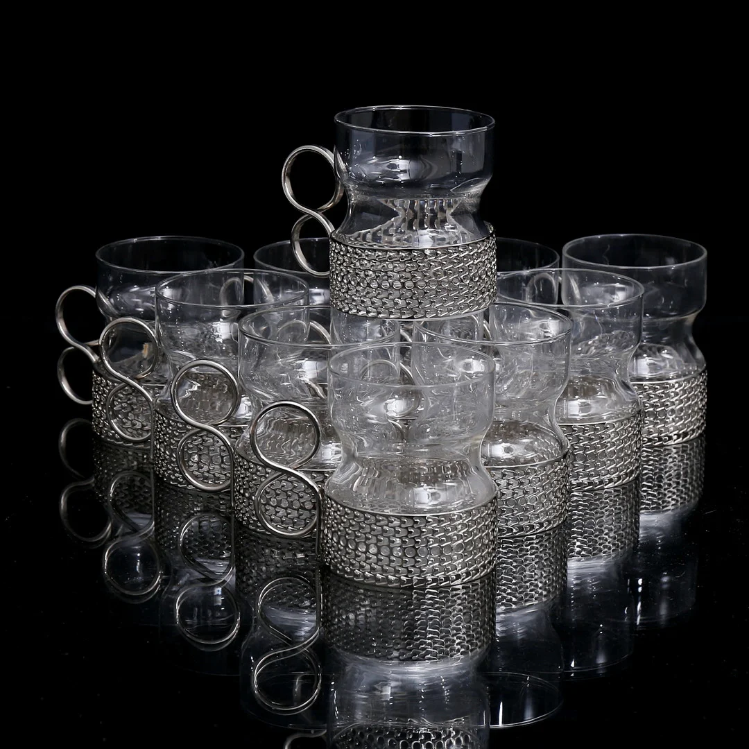 TIMO SARPANEVA. Teglas/ glögglas, 11 st, "Tsaikka", Iittala, Finland. — Utility glass — Auktionshuset Thelin & Johansson