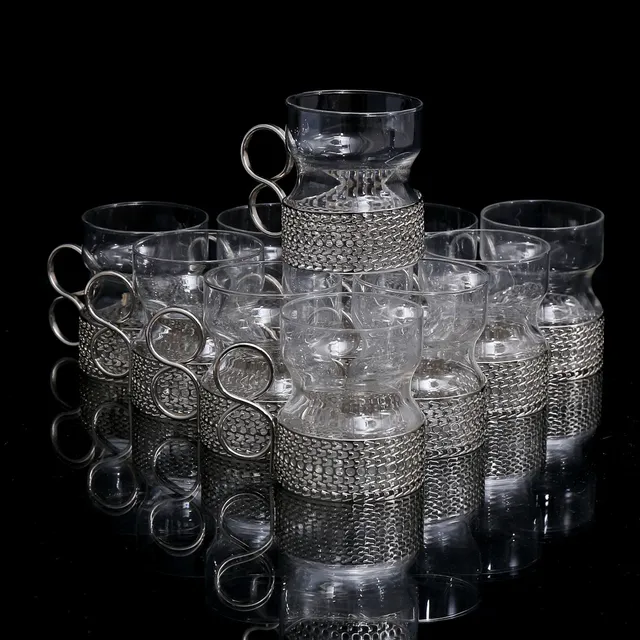TIMO SARPANEVA. Teglas/ glögglas, 11 st, "Tsaikka", Iittala, Finland.