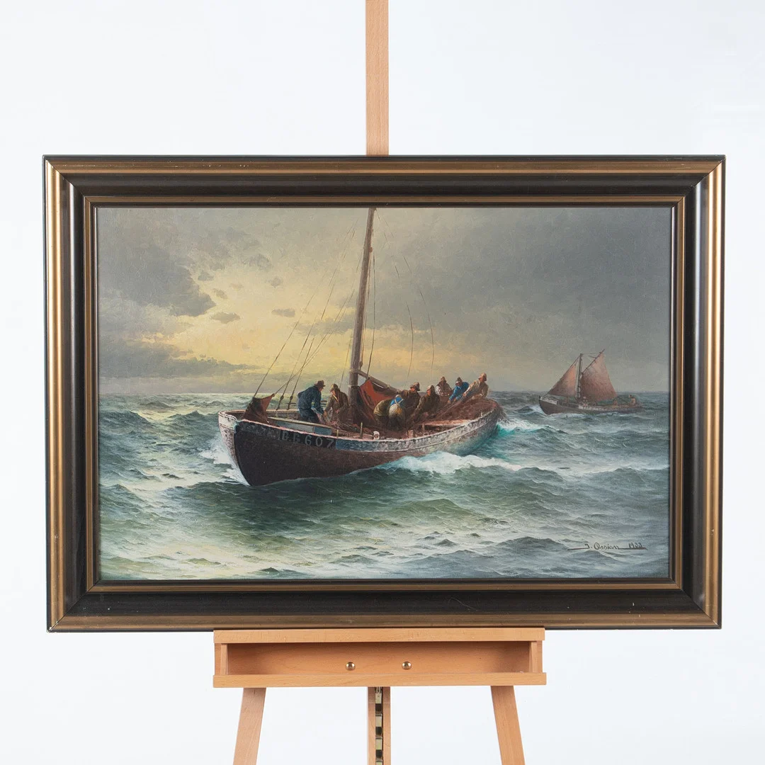 JOHAN OSSIAN ANDERSSON (1889–1975). Olja på duk, MARINMOTIV, signerad och daterad 1933. — Paintings — Laholms Auktionskammare