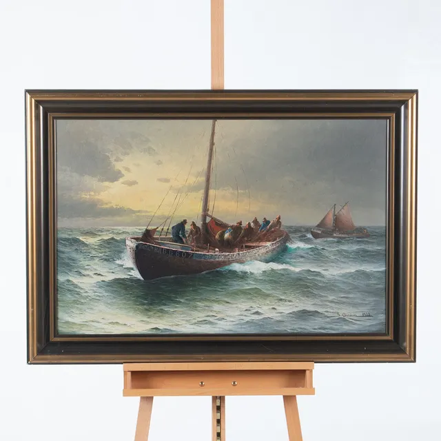 JOHAN OSSIAN ANDERSSON (1889–1975). Olja på duk, MARINMOTIV, signerad och daterad 1933.