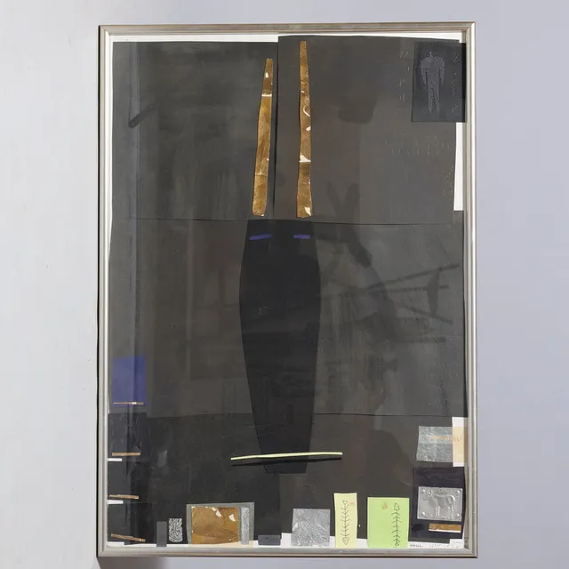 Komposition, collage, mixed media. Ubekendt kunster.