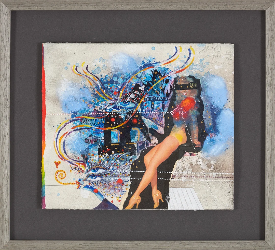 ARDY STRÜWER. "Dreamhead", blandteknik, kollage, signerad, New York 1992. — Paintings — Stockholms Auktionsverk Sickla