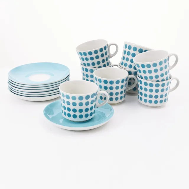 GÖRAN BÄCK. "Pop" Arabia, kaffekoppar med fat 8 stycken, 1960-tal.