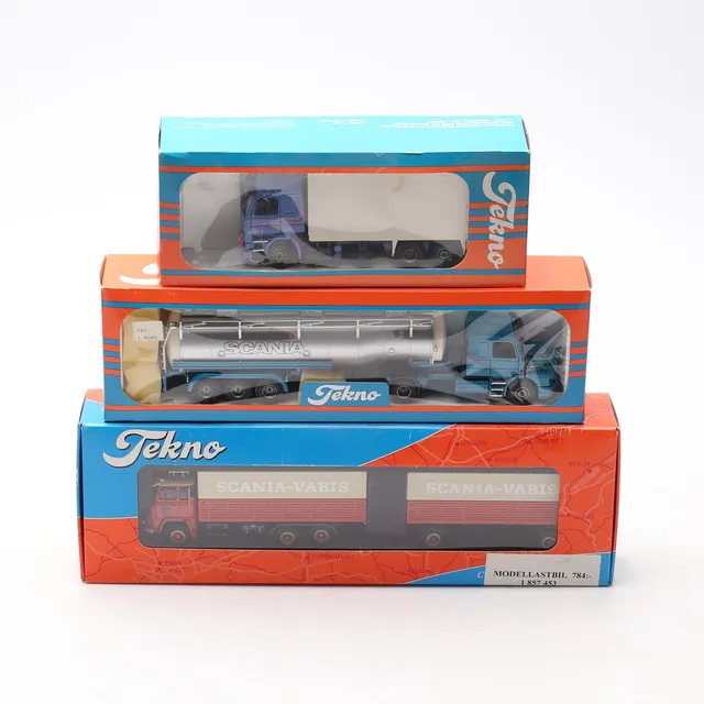 MODELLASTBILAR, 3 st, skala 1:50, Tekno, Nederländerna.