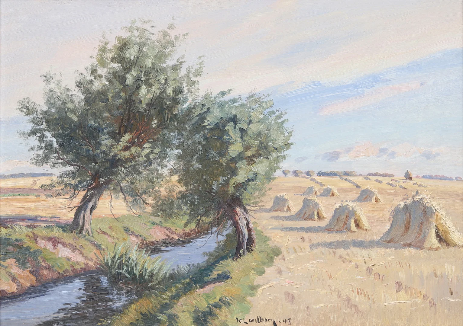 KARL LUNDBORG. Skånskt sommarlandskap. Signerad och daterad -43. — Paintings — Crafoord Auktioner Malmö