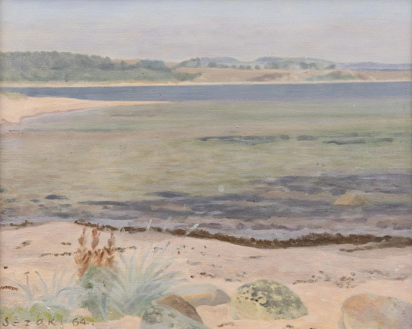 HARUO SEZAKI (1907-1977). Motiv från Haväng, Österlen, olja på pannå, signerad och daterad -64. — Paintings — Garpenhus Auktioner