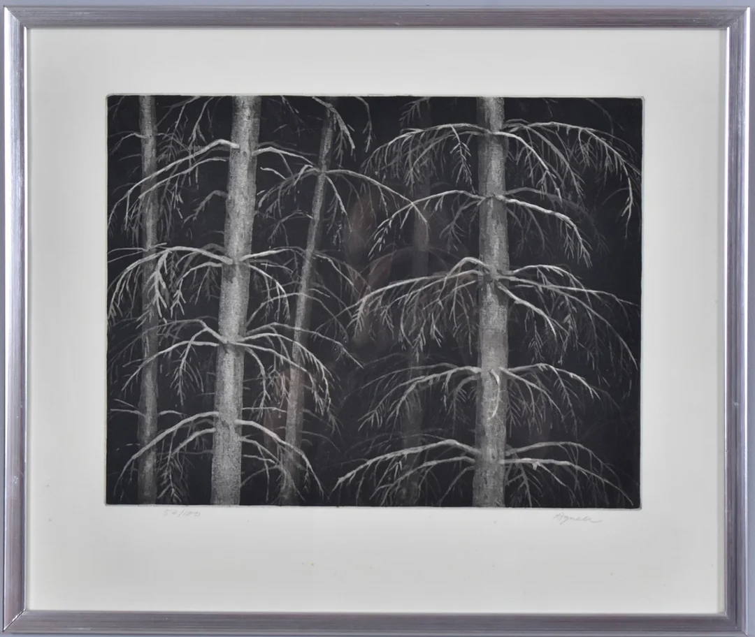 OLLE AGNELL. etsning, granskog. — Engravings & Prints — Halmstads Auktionskammare